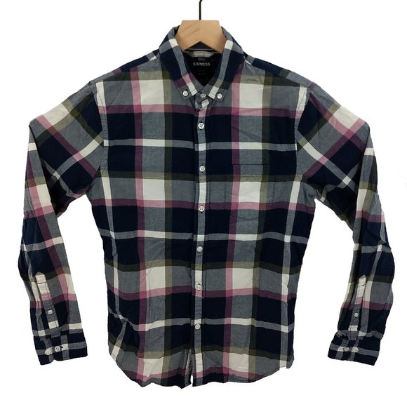 Express Small Casual Checkered Button Down - Picture 1 of 6